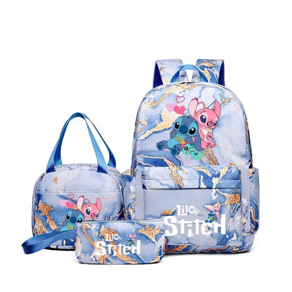 3Pcs Set Stitch Backpack With Tote and Pouch Large Capacity School bag Knapsack Gift