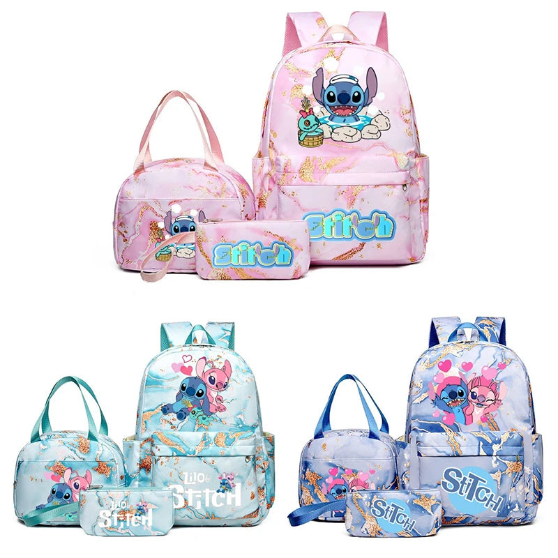 3Pcs Set Stitch Backpack With Tote and Pouch Large Capacity School bag Knapsack Gift