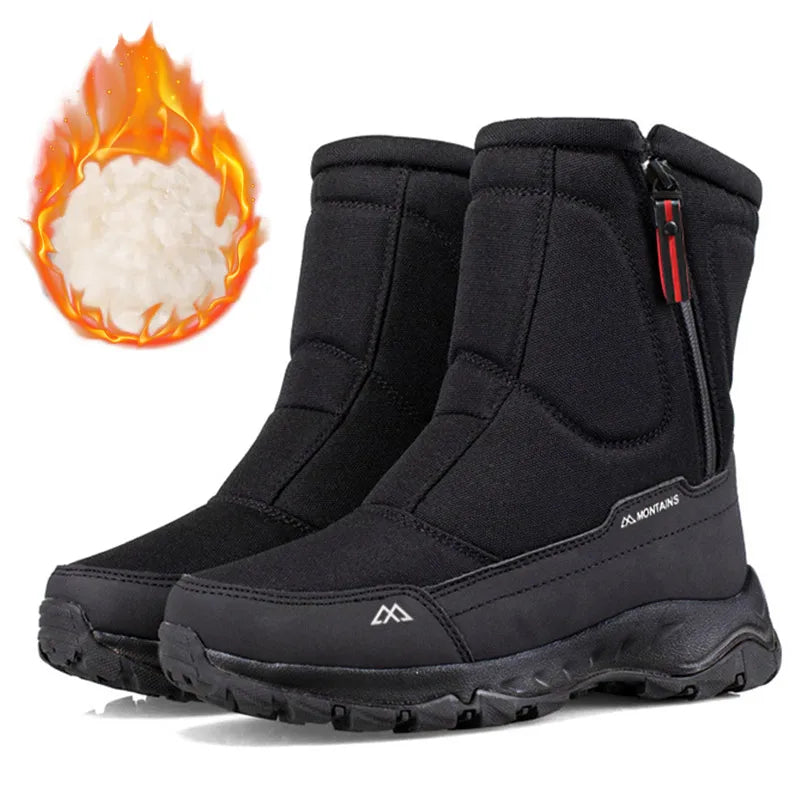 Men's Waterproof Insulated Winter Snow Boots Warm Outdoor Hiking Footwear